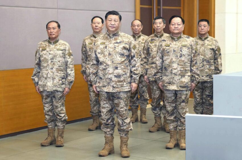 President Xi Jinping (centre) with China’s top military leadership