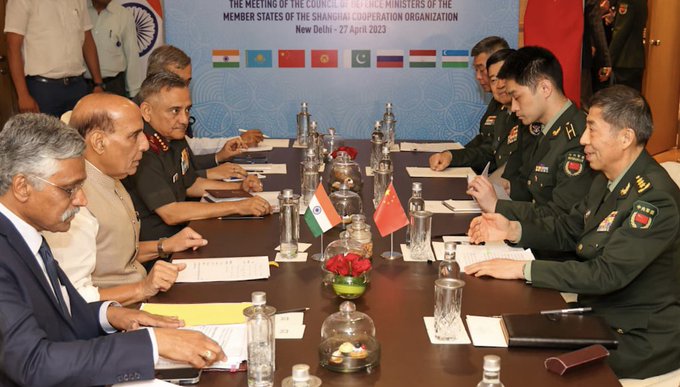 Defence Minister Rajnath Singh held talks with his Chinese counterpart Li Shangfu in New Delhi on Thursday.