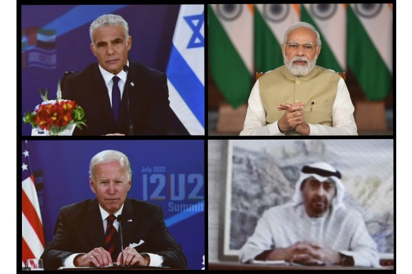 Leaders of India, Israel, the United States and the United Arab Emirates at a virtual summit in July last year.