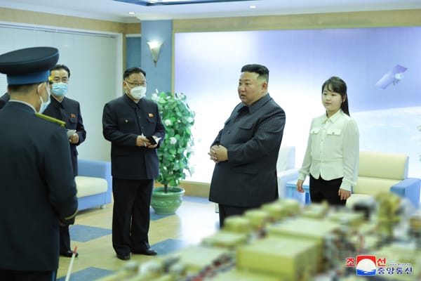Kim Jong Un and his daughter at the National Aerospace Development Agency earlier this month. (Photo: KCNA)