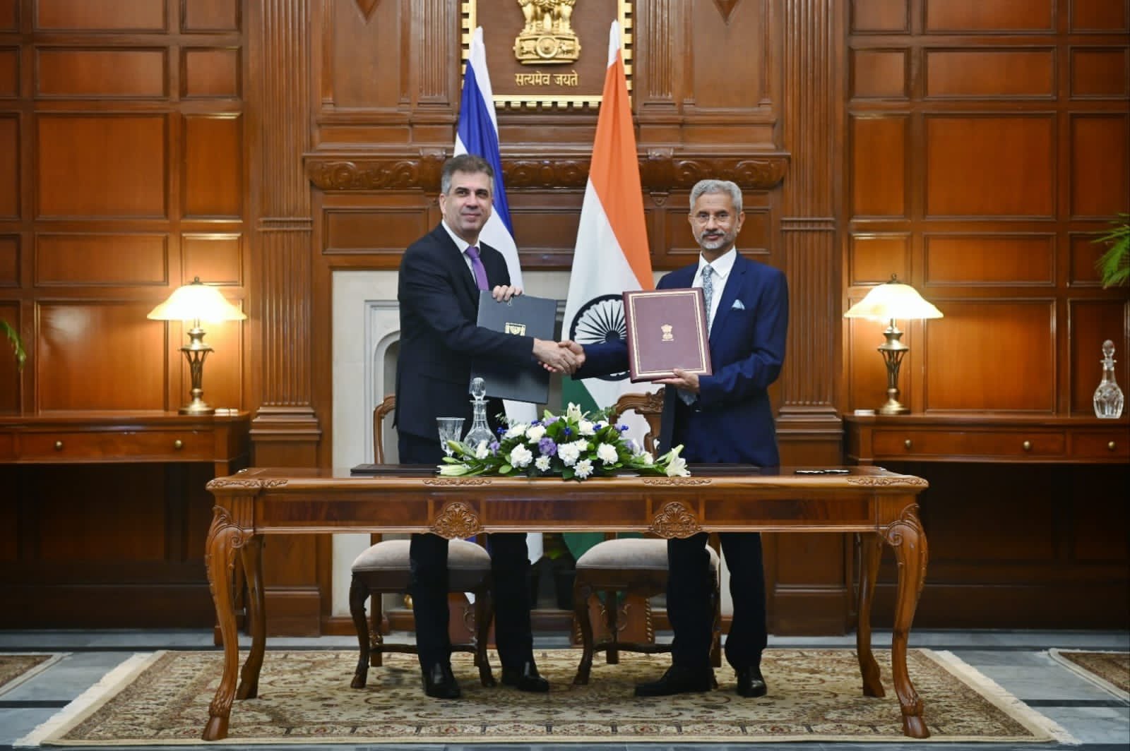 Israeli foreign minister Eli Cohen with External Affairs Minister S Jaishankar