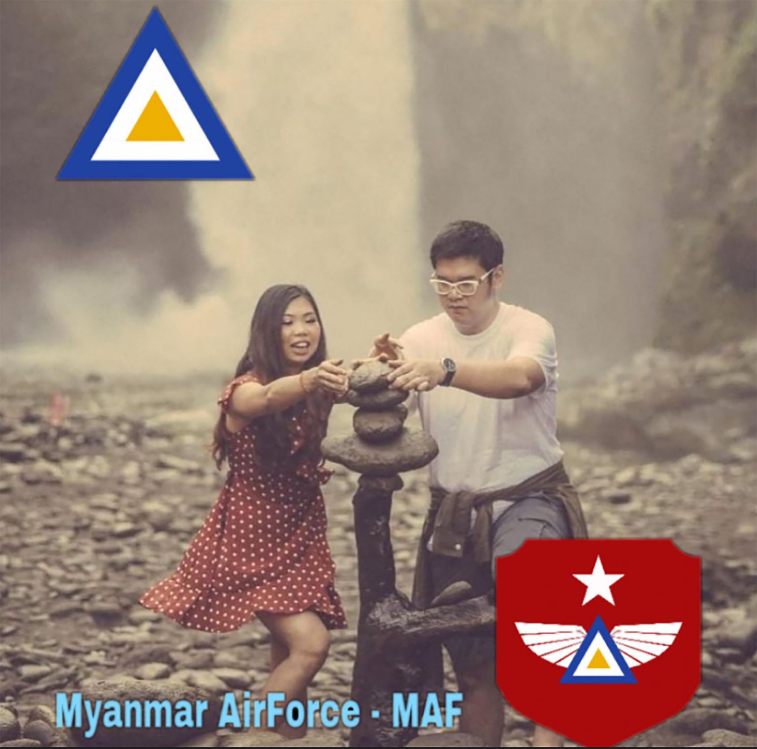 The Facebook profile picture of former Air Force chief General Maung Maung Kyaw’s son Ivan Htet and his wife Lin Let Thiri.