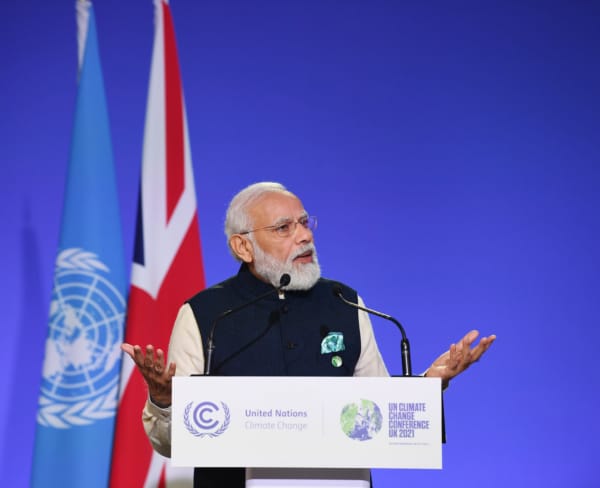 Prime Minister Modi speaking at the COP26 Summit in Glasgow