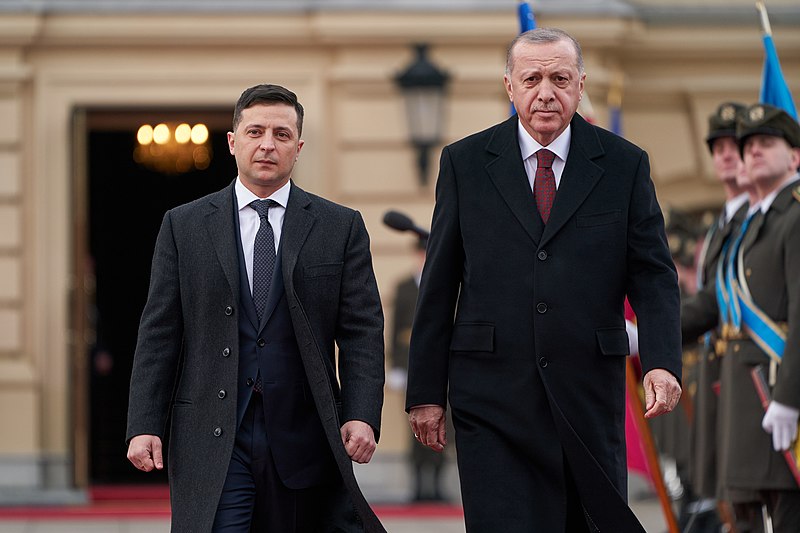 Turkish President Recep Tayyip Erdoğan and President of Ukraine Volodymyr Zelenskyy and in Kyiv, Ukraine