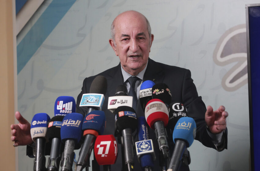 File photo of Algeria's President Abdelmajid Tebboune at a press conference, in Algiers, Algeria, Sunday, 24, 2019. (AP)