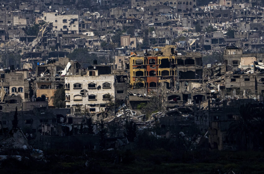 Destroyed buildings in the Gaza Strip, as seen from southern Israel, Tuesday, March 19, 2024. (Ariel Schalit AP)