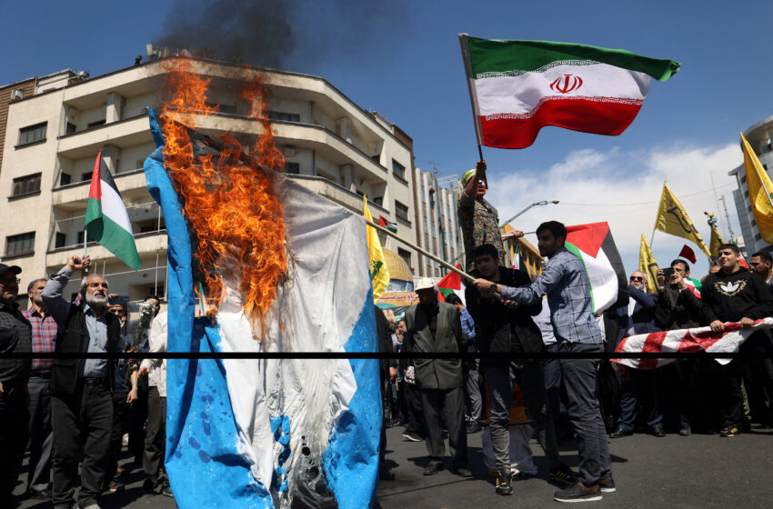 Israel, flag burnt, iran,