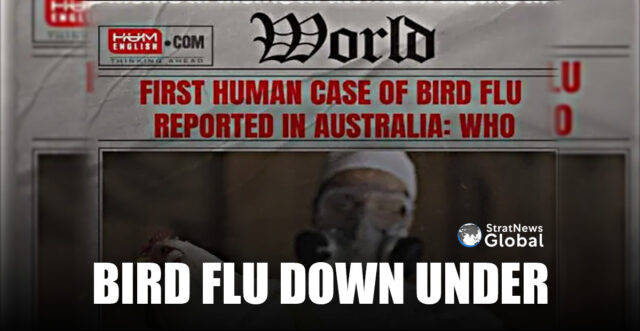A local newspaper reports the first human infection of bird flu in Australia.