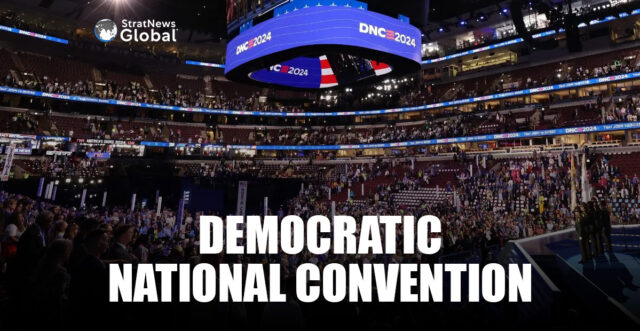 A gathering on the first day of the Democratic National Convention in Chicago, United States