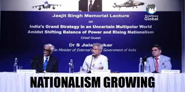 External Affairs Minister S Jaishankar speaking at the Jasjit Singh memorial lecture, in New Delhi on Friday