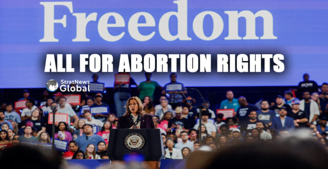 All For Abortion Rights Democratic presidential nominee U.S. Vice President Kamala Harris