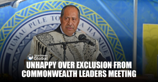 Unhappy Over Exclusion From Commonwealth Leaders Meeting Prime Minister of Niue, Dalton Tagelagi addresses the people of Niue