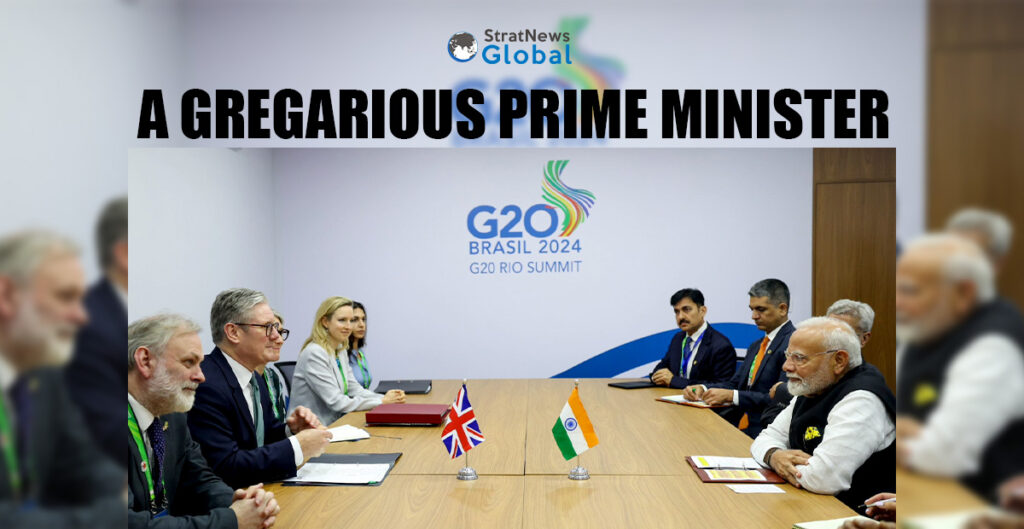 Prime Minister Narendra Modi's meeting with his British counterpart, Keir Starmer and members of his delegation, on the sidelines of the G20 summit in Brazil