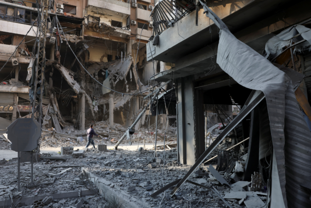 Aftermath of Israeli strikes on Beirut's southern suburbs