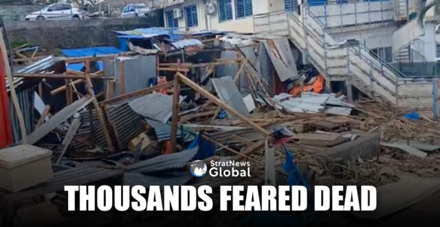 Debris is seen in the aftermath of Cyclone Chido, in Mamoudzou, Mayotte, France, December 15, 2024, in this screen grab obtained from video. John Balloz/via REUTERS