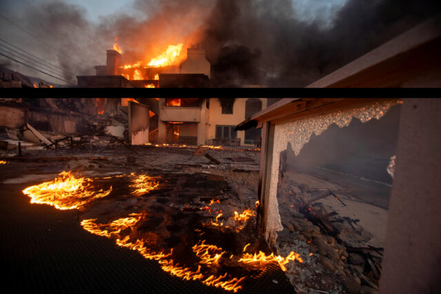 Palisades fire burns during a windstorm on the west side of Los Angeles Los Angeles Wildfires