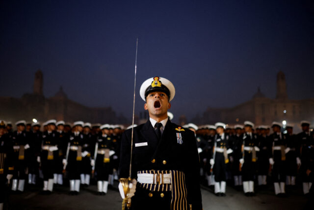 Indian soldiers march during a rehearsal for the upcoming Republic Day parade in New Delhi Republic Day Parade Rehearsal