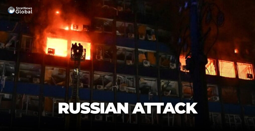 A building samaged by Russian air and missile strikes, amid Russia's attack on Ukraine, in Zaporizhzhia