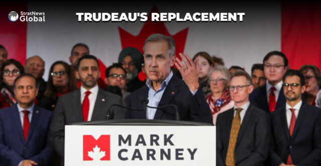 Former Bank of Canada and Bank of England governor Mark Carney gestures on the day he announces that he is running to replace Prime Minister Justin Trudeau as leader of the ruling Liberal Party, in Edmonton, Alberta, Canada January 16, 2025. REUTERS/Amber Bracken