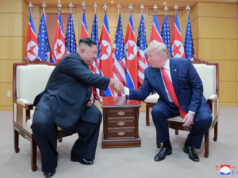 Seoul Urges Trump To Meet Kim Jong Un During His Asia Visit U.S. President Donald Trump and North Korean leader Kim Jong Un shake hands during a meeting at the demilitarized zone (DMZ) separating the two Koreas, in Panmunjom, South Korea, June 30, 2019. KCNA via REUTERS/File Photo
