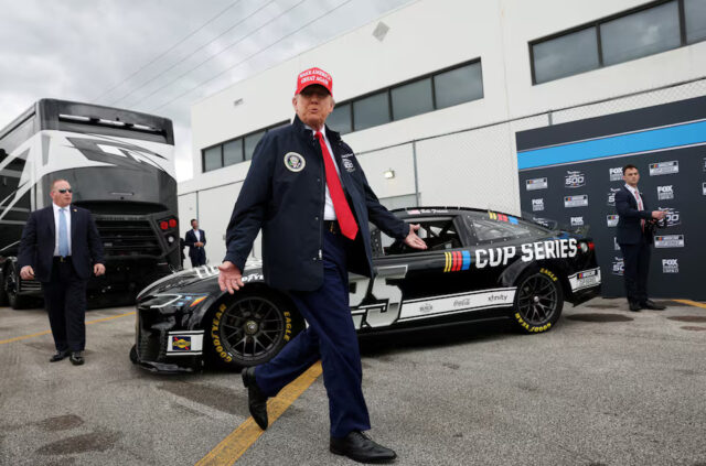 Donald Trump, Daytona Beach, Florida. February 16, 2025. REUTERS/Kevin Lamarque