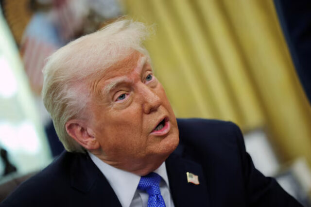 DOEASD5RC5MLNNFOVNHZXXHICI U.S. President Donald Trump delivers remarks in the Oval Office at the White House, in Washington, D.C., U.S., March 21, 2025. REUTERS/Carlos Barria/File Photo