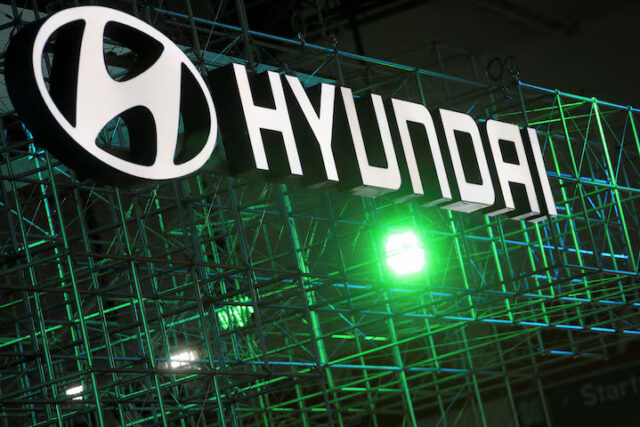 U5EQNT6QWZMUDEZEF25KM6ISXA Hyundai logo is seen during Munich Auto Show, IAA Mobility 2021 in Munich, Germany, September 8, 2021. REUTERS/Wolfgang Rattay/File Photo