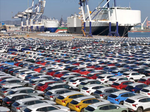 BHLTQOMZ45OBHEFGJOZOICCCNQ Cars to be exported sit at a terminal in the port of Yantai, Shandong province, China January 10, 2024. China Daily via REUTERS/File Photo