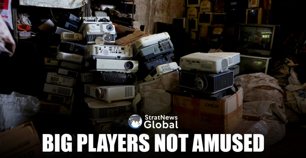 Electronic waste, or e-waste, from computers is kept at a scrap yard in Ahmedabad, India, April 9, 2025.REUTERS/Amit Dave