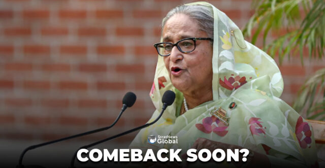 Sheikh Hasina, ousted Prime Minister of Bangladesh and Chairperson of Bangladesh Awami League, speaks during a meeting with foreign observers and journalists at the Prime Minister's residence in Dhaka, Bangladesh, January 8, 2024. REUTERS/Mohammad Ponir Hossain/ File Photo