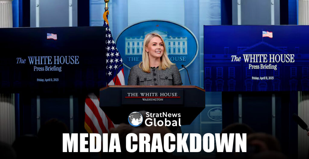 White House Press Secretary Karoline Leavitt speaks to members of the media, in the briefing room at the White House in Washington, D.C., U.S., April 11, 2025. REUTERS/Kevin Mohatt/File Photo