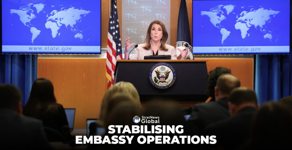 U.S. State Department spokesperson Tammy Bruce speaks during her first press briefing at the State Department in Washington, D.C., U.S., March 6, 2025. REUTERS/Kevin Lamarque/File Photo