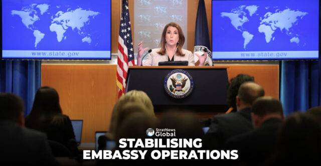 U.S. State Department spokesperson Tammy Bruce speaks during her first press briefing at the State Department in Washington, D.C., U.S., March 6, 2025. REUTERS/Kevin Lamarque/File Photo