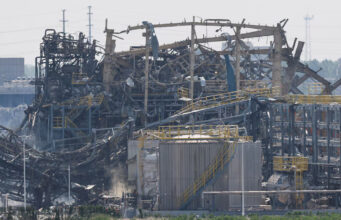 A view of the site of the chemical plant explosion in Gaomi, Shandong province, China May 28, 2025.