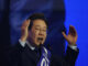 Lee Jae-myung delivers his speech during a national convention of South Korea's Democratic Party to choose their candidate for upcoming presidential election, in Goyang, South Korea, April 27, 2025. REUTERS/Kim Hong-Ji/File Photo