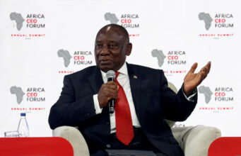 South African President Cyril Ramaphosa speaks as he attends a panel at the Africa CEO Forum in Abidjan, Ivory Coast, May 12, 2025/File Photo