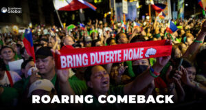 Supporters of the arrested former Philippine President Rodrigo Duterte chant his name during a solidarity rally on his birthday, in Davao City, Philippines, March 28, 2025. REUTERS/Eloisa Lopez/File Photo