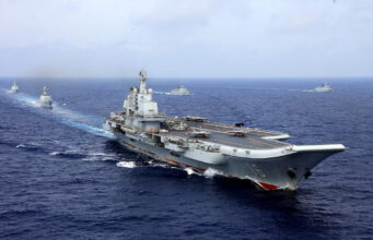 China's aircraft carrier Liaoning takes part in a military drill of Chinese People's Liberation Army (PLA) Navy in the western Pacific Ocean, April 18, 2018. REUTERS/Stringer/File Photo