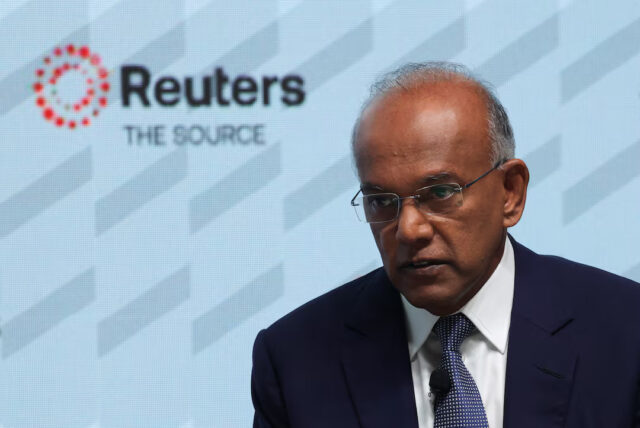 FMOFQGMNR5PWRMYKJNVNBOWZCA Singapore's Coordinating Minister for National Security and Minister for Home Affairs K Shanmugam speaks at the Reuters NEXT Asia summit in Singapore July 9, 2025. REUTERS/Edgar Su