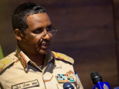 Sudan Nears Partition As RSF Forms Parallel Government Deputy head of Sudan's sovereign council General Mohamed Hamdan Dagalo speaks during a press conference at Rapid Support Forces head quarter in Khartoum, Sudan February 19, 2023. REUTERS/Mohamed Nureldin Abdallah/File Photo