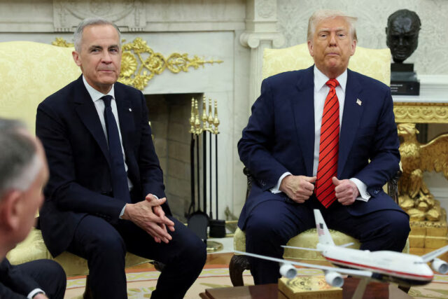 MBZKJHTGAZO2JP7NTFIFBHVWPA US President Donald Trump and Canadian Prime Minister Mark Carney