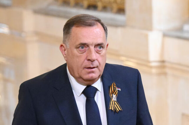 SP4B2LA72ROQ5GQ3LUYYM6DPYQ Bosnian Serb leader Milorad Dodik arrives at the Kremlin to attend a festive concert, held on the occasion of the 80th anniversary of the victory over Nazi Germany in World War Two, in Moscow, Russia, May 8, 2025. Alexander Kryazhev/Host agency RIA Novosti/Handout via REUTERS/File Photo