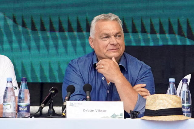 WA5UECA5HRKZ5OJCUDVWTHAHVE Hungarian Prime Minister Viktor Orban looks on at Balvanyos Summer University, on the day he delivers a speech to ethnic Hungarians, in Baile Tusnad, Romania, July 26, 2025. Inquam Photos/Tudor Pana via REUTERS/File Photo