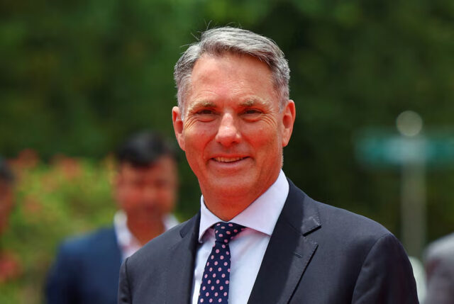 XZ4Z7RQ2PFMA3EINRCHTO6O344 Australian Deputy Prime Minister and Minister for Defence Richard Marles looks on during his ceremonial reception, in New Delhi, India, June 4, 2025. REUTERS/Anushree Fadnavis//File Photo