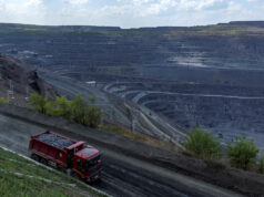 Ukraine, US Pledge $75 Million Each For Joint Minerals Fund A dump truck drives past the Southern Iron Ore JV open-pit mine, amid Russia's attack on Ukraine, in Kryvyi Rih, Ukraine April 23, 2025. REUTERS/Thomas Peter/File Photo