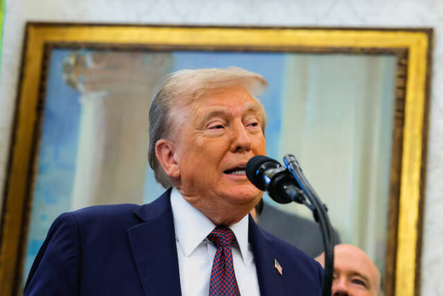 DWNW2FIOPNIM7GKEJF6TZBXNTY U.S. President Donald Trump speaks during an event to announce that the Space Force Command will move from Colorado to Alabama, in the Oval Office at the White House in Washington, D.C., U.S., September 2, 2025. REUTERS/Brian Snyder