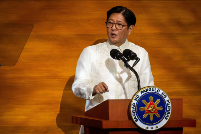 JS76QRSAHVKQVL7GG2CS6XEI2E Philippine President Ferdinand Marcos Jr delivers his fourth State of the Nation Address (SONA), at the House of Representatives, in Quezon City, Metro Manila, Philippines, July 28, 2025. REUTERS/Lisa Marie David/ File Photo