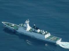 China Claims Action Against Philippine Vessels At Scarborough Shoal An aerial view of a China Coast Guard ship navigating near the disputed Scarborough Shoal, as Philippine Coast Guard aircraft carrying journalists patrols the area, days after two Chinese vessels collided in the area while allegedly trying to block a Philippine supply mission, in the South China Sea, August 13, 2025. REUTERS/Adrian Portugal/File Photo