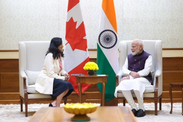 Canada foreign minister Anand with Modi Canada foreign minister with modi