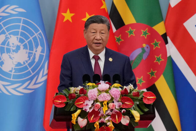 LOBLMDGJPNLPDBHG6M5Y5TUQNU China's President Xi Jinping speaks during a opening ceremony of the Global Women’s Summit 2025 at China National Convention Center on October 13, 2025 in Beijing, China. Ken Ishii/Pool via REUTERS